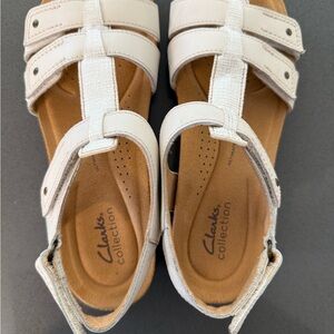 Clarks White Strappy Comfort Sandals for Women